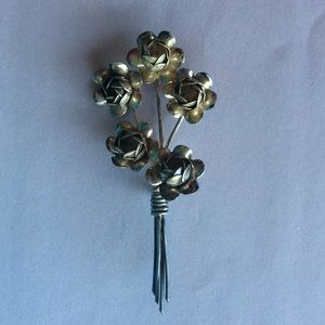 vintage CORO flower ROSE Sterling silver BROOCH